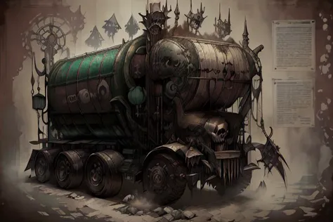 SteampunkSchematics of a (complicated GothicPunkAI garbage truck:1.1) 