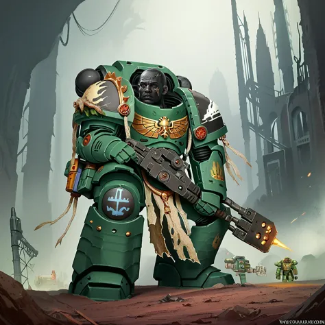 score_9, score_8_up, score_7_up, score_6_up, break, a warrior in power armor, slmndr, space marine, armor, weapon, science ficti...