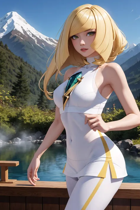 masterpiece, best quality, <lora:lusamine-pokemon-richy-v1:.9> lusaminedef, mature female, very long hair, gem, sleeveless dress...