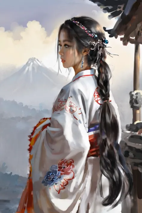 Masterpiece, best quality, 1girl,  a painting in the style of guidao style