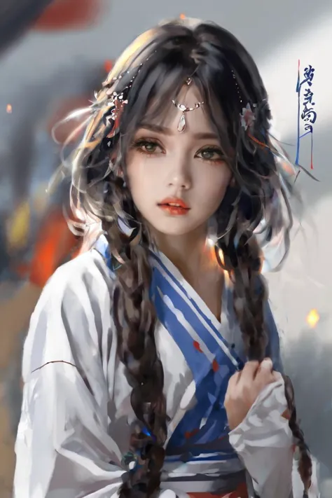 Masterpiece, best quality, 1girl,  waifu, a painting in the style of guidao style
