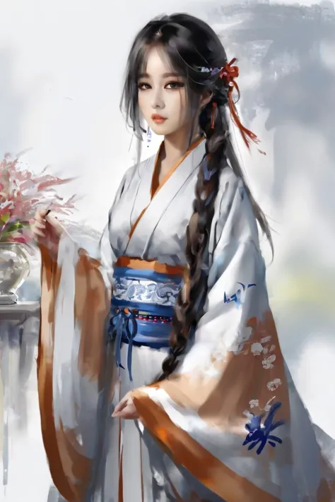 Masterpiece, best quality, 1girl,  <lora:kwFemale_Beta40-SDXL_v1:1>, a painting in the style of guidao style