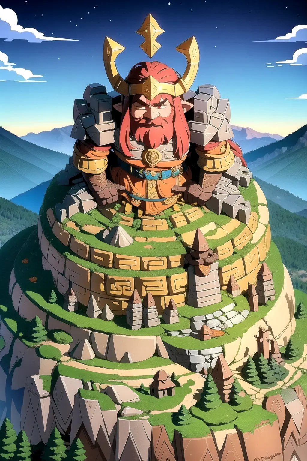 guerreiro, Uma extensa cidade de anões, esculpido profundamente no coração de uma montanha, Druida protegendo a floresta de invasores, Ruínas afundadas
