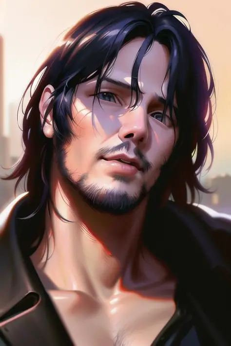 Portrait of Keanu Reeves by Greg Rutkowski, highly detailed portrait, digital painting, artstation, concept art, smooth, sharp f...