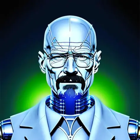 an portrait illustration of walter white, 8k resolution, in (80sfashionrobot: 1.3) style