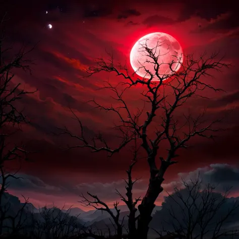 Masterpiece,absurd resolution,8k,high resolution,
NightScapes,3am,creatures,outdoors,sky,tree,no humans,night,moon,scenery,full moon,branch,scenery,red sky
,  <lora:NightScapes_XL14:0.8>