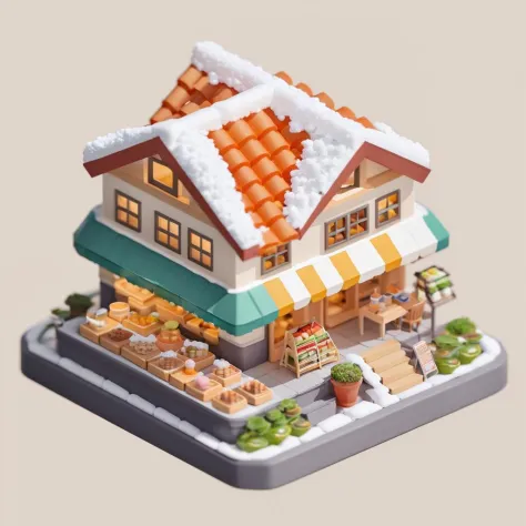 xiaofangzi, Solid background, blur, Commissary, snow,isometric