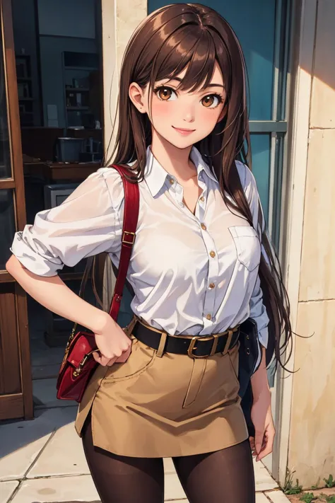 anime girl in a short skirt and shirt posing for a picture