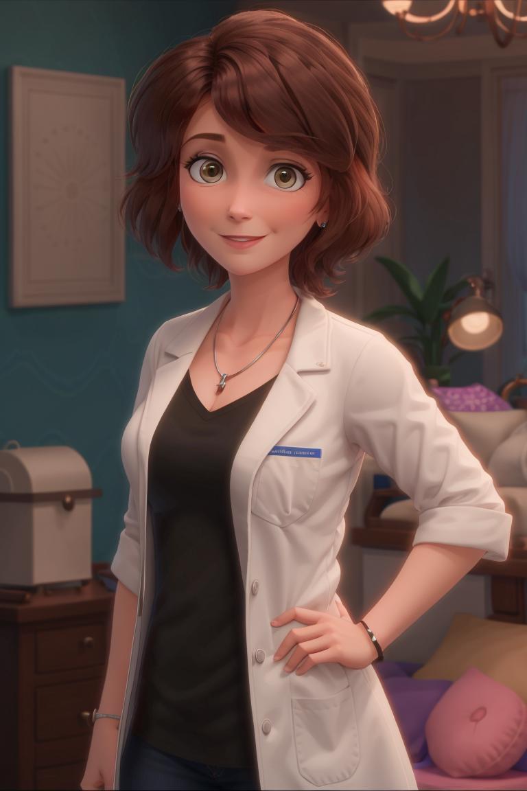 A cartoon nurse in a green dress and glasses - SeaArt AI