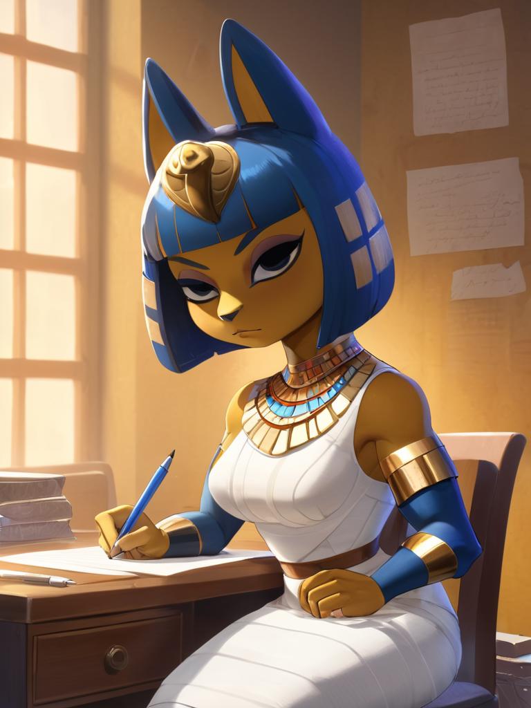 An egyptian cat with a headdress and a cat tail - SeaArt AI