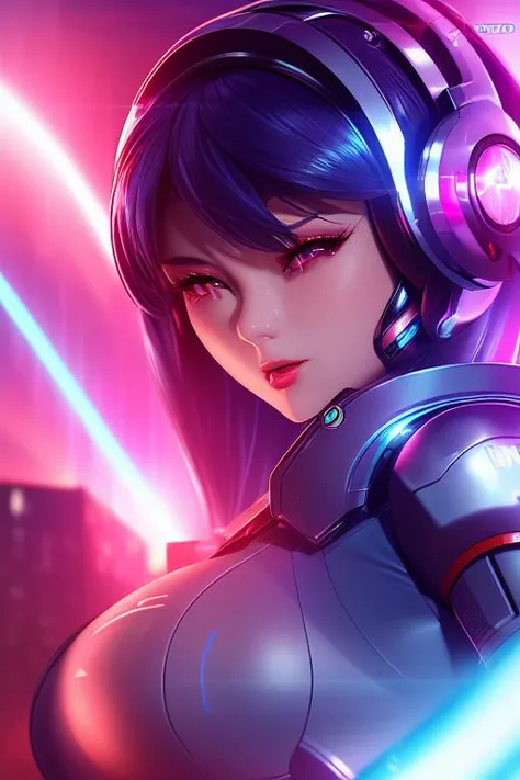 illustrated sakimi-style (closed-up:1.3) photo shot of a beautiful futuristic scifi (girl:1.2), detailed face, high quality face, beautiful, highly detailed, high quality, 8k, energy light, metal, shiny, cyberpunk style, neon light, city in background, (surface scattering:1.3), reflection