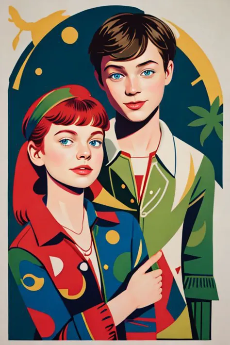 a painting of a couple of people standing next to each other