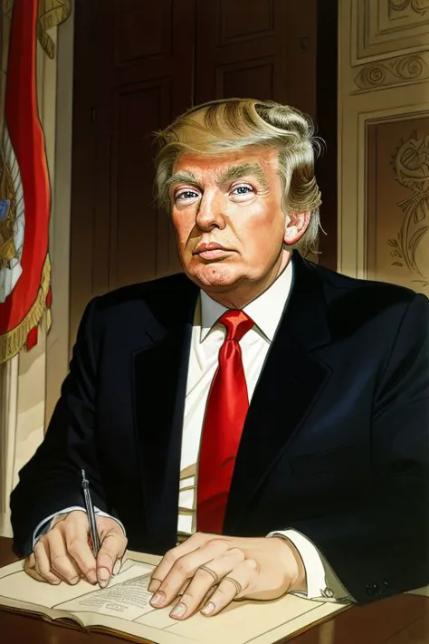 Donald Trump, illustration by Jean-Pierre Gibrat
