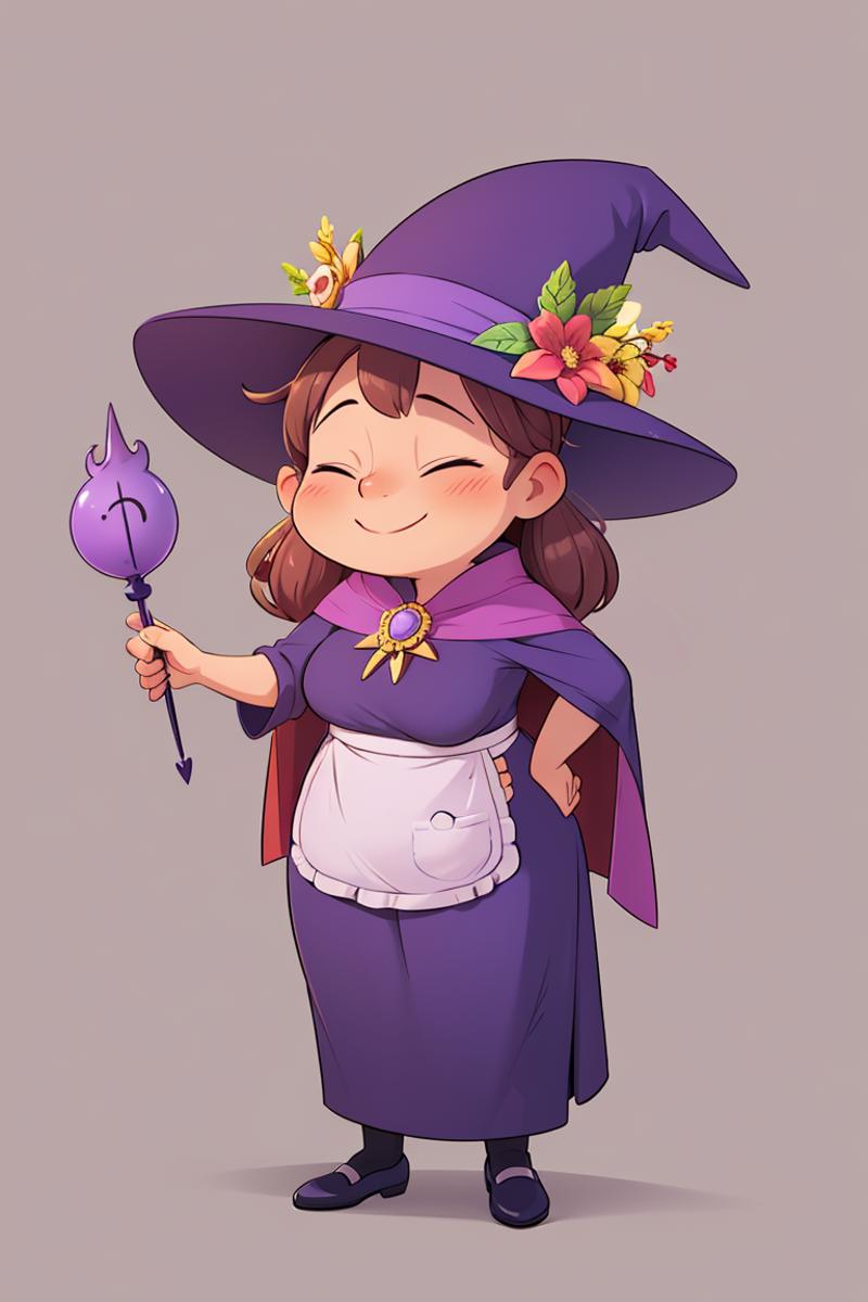 A cartoon character dressed in a witch costume holding a wand - SeaArt AI