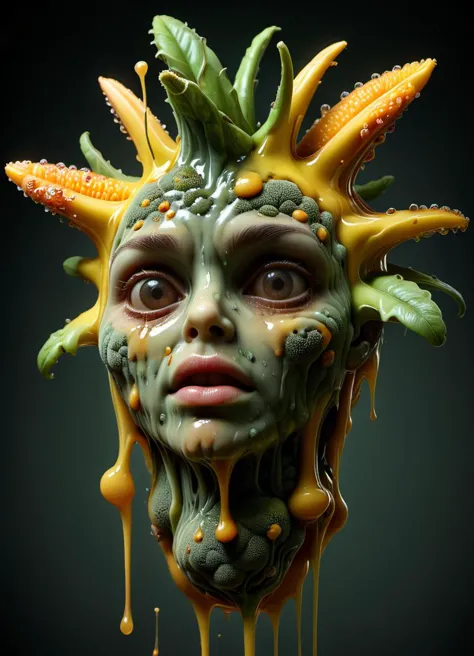 a human fruit clothed with mold and syrup, 3 d render, photo realistic, highly detailed. high quality, sharp focus, volumetric l...