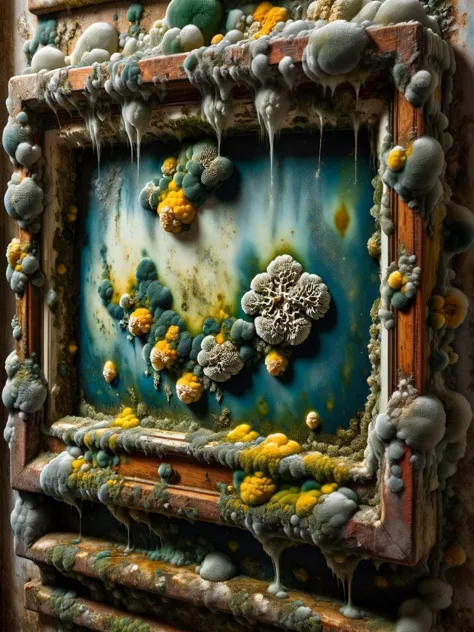 ral-mold, A visually stunning image of a mold version of a famous painting, reimagined with intricate mold textures and colors <...