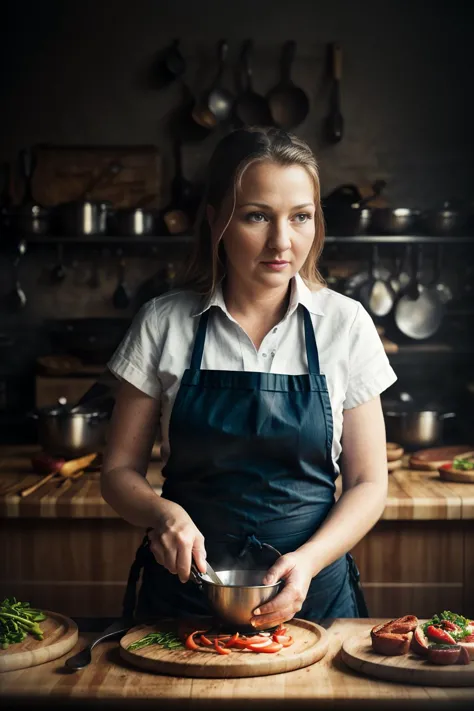 KatjaStudt in a restaurant kitchen, cooking,
cinematic, vibrant, photo realistic, realistic, sharp focus, 8k, highly detailed,
<lora:KatjaStudt:1.0>