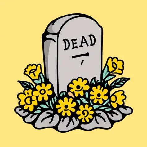 grave with flowers drawing