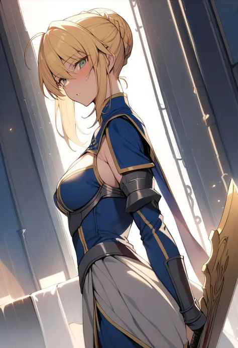 1girl, holding sword artoria pendragon \(fate\), fate \(series\) 
detailed face 
perspective medieval
masterpiece best quality