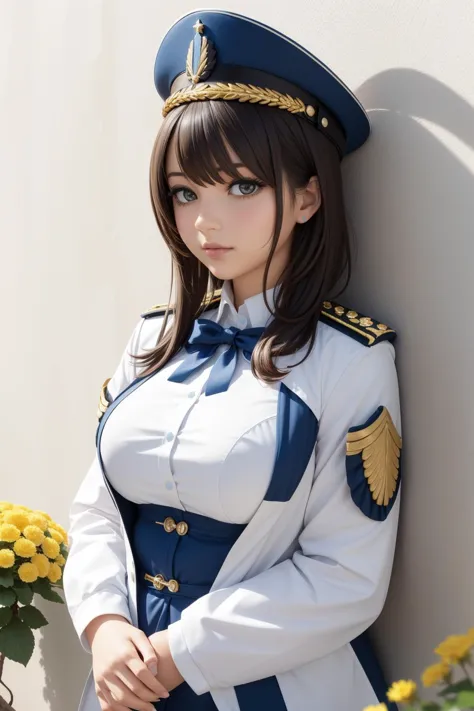 a close up of a woman in uniform posing for a picture