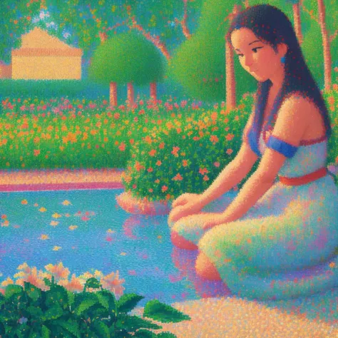 pixel art, jasmine, seurat