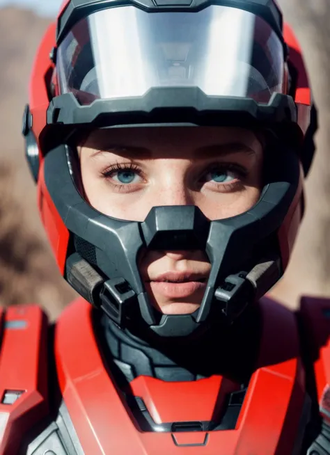 a close up of a person wearing a helmet and a helmet