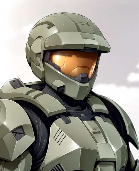 score_9, score_8_up, score_7_up, score_6_up, score_5_up, score_4_up, source_anime, jwt, 7x90um, spartan \(halo\), male, 1boy, master chief, solo, helmet, faceless, armor, gloves, power armor, science fiction, crotch plate, breastplate, large breasts, simple background, (((upper body, portrait, close-up, headshot portrait))), green armor, visor
 <lora:spartan_pdxl:1>