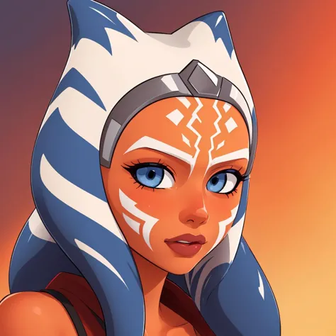 Illustration in a circle, masterpiece, ultra-detailed, aroused face, perfect face, , medium breast,,ahsoka_tano, facial mark, tattoo,  (detailed background, dynamic pose)  <lora:ahsoka_tano-10:1>