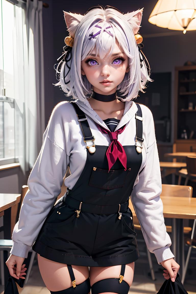 Anime cosplay of a woman with a cat ears and a cat tail - SeaArt AI