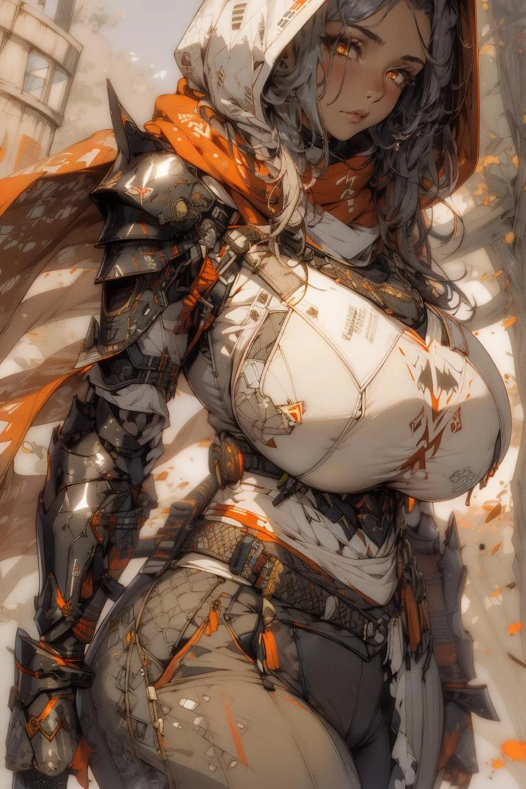 1girl, volumetric light, (bright scene:1.5), perfect lighting, village, photography, masterpiece, best quality,HDR, highres,realistic details,40K, HDR, highres,
hood, landstyleshinobi, belt, weapon, shoulder armor, scarf, torn clothes, gauntlets, orange eyes, (huge breasts:1.5), thick thighs, huge ass,