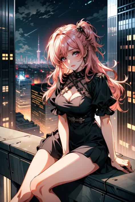 ((ultra detailed, masterpiece, best quality))
 <lora:DOAHonoka:0.9>
DOAHonoka, 1girl, solo, pink hair, long hair, cityscape, at night, on top of a skyscraper, short dress, tight