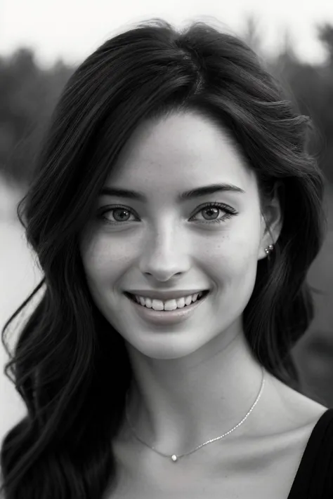 a black and white photo of a woman with long hair