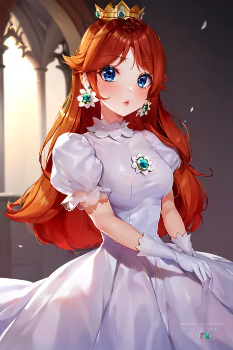 a cartoon girl in a white dress with a tiable and a tiable