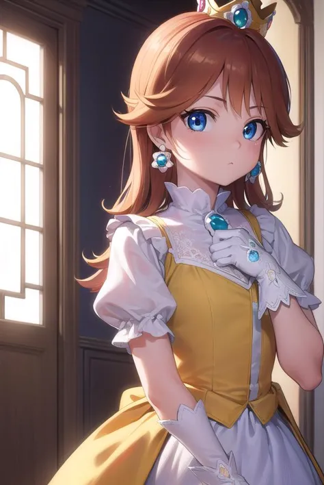 princessdaisy, <lora:princessdaisy-lora-nochekaiser:1>,
princess daisy, blue eyes, long hair, orange hair,
BREAK crown, daisy, dress, flower, gem, gloves, orange dress, puffy short sleeves, puffy sleeves, short sleeves, white gloves,
BREAK indoors,
BREAK looking at viewer, (cowboy shot:1.5),
BREAK <lyco:GoodHands-beta2:1>, (masterpiece:1.2), best quality, high resolution, unity 8k wallpaper, (illustration:0.8), (beautiful detailed eyes:1.6), extremely detailed face, perfect lighting, extremely detailed CG, (perfect hands, perfect anatomy),