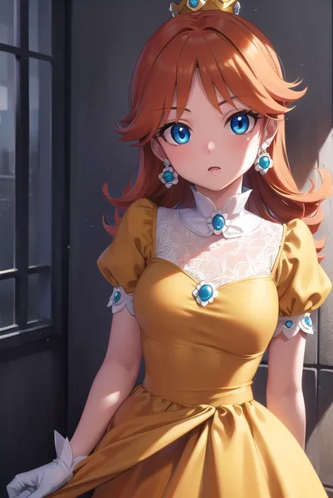 princessdaisy, <lora:princessdaisy-lora-nochekaiser:1>,
princess daisy, blue eyes, long hair, orange hair,
BREAK crown, daisy, dress, flower, gem, gloves, orange dress, puffy short sleeves, puffy sleeves, short sleeves, white gloves,
BREAK indoors,
BREAK looking at viewer, (cowboy shot:1.5),
BREAK <lyco:GoodHands-beta2:1>, (masterpiece:1.2), best quality, high resolution, unity 8k wallpaper, (illustration:0.8), (beautiful detailed eyes:1.6), extremely detailed face, perfect lighting, extremely detailed CG, (perfect hands, perfect anatomy),