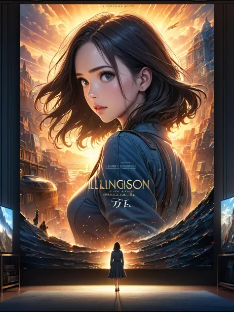 1girl, movie poster, ((masterpiece:1.1)), 8k, (extremely detailed and beautiful background), ((Ultra-precise depiction)), ((Ultra-detailed depiction)), (professional illustrasion:1.1), (professional lighting)