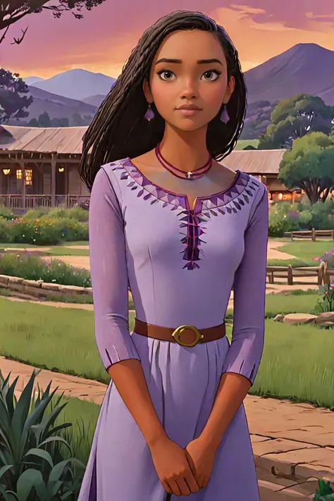 a cartoon image of a young girl in a purple dress