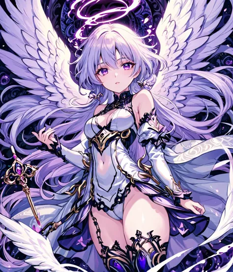 a woman with angel wings and a sword in her hand