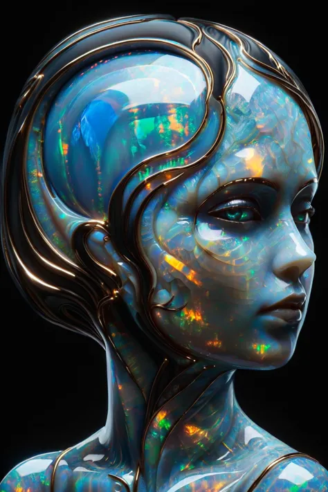 ral-opal,<lora:ral-opal:1>,d3qck artstyle,<lora:d3qck_artstyle:0.7>,
d3qck artstyle woman portrait fused with structure over black background,highly detailed,cinematic shot,