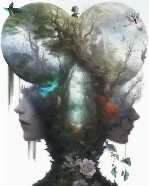 digital collage, combine elements of (nature and technology and fantasy) blended into one, by studio ghilbli.