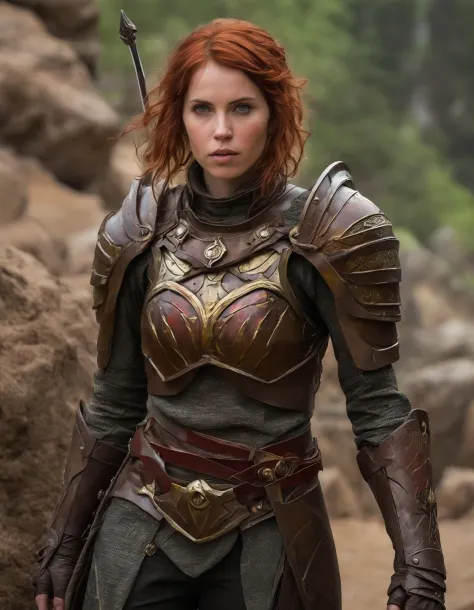 masterpiece, best quality, extremely detailed, intricate, elegant  (ohwx woman)   <lora:felicity_lora_sdxl_v1-000007:1> , cinematic, textured, detailed lighting, cute, half elf paladin, (short straight hair, red hair:1.15), (elf ears:1.13), (revealing armour:1.2) face focus, bust, looking at viewer, (extremely detailed CG unity 8k wallpaper), trending on ArtStation, trending on CGSociety, Intricate, High Detail, sharp focus, detailed face, painting art by midjourney and greg rutkowski, exposed midriff