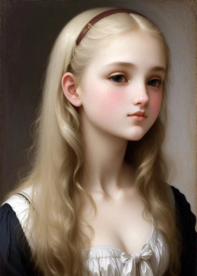 Un tableau de William Bouguereau, &#39;esthétiquement plaisant&#39;, exquis, Brillant, raffiné, Sophistiqué, de bon goût, harmonieux, bien proportionné, bien formé, bien arrangé, lisse, proportionnel :: belles jeunes filles adolescentes de 20 ans,  beau visage, cheveux blond, corps de remise en forme, oeil bleu clair, Vêtements transparents
