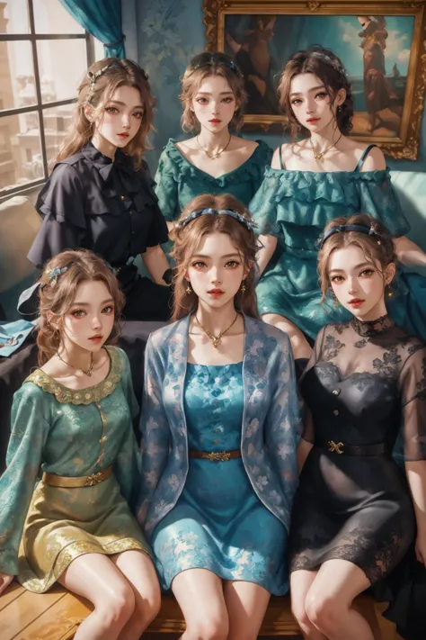 8k,highres,absurdres,masterpiece,best quality,original,extremely detailed CG,extremely detailed wallpaper,perfect lighting,6+girls,looking_at_viewer,group picture,multiple girls,

