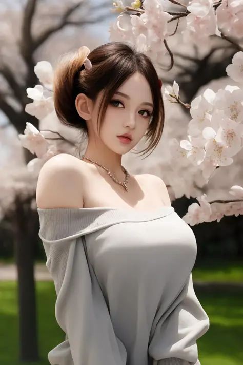 masterpiece, best quality, 8k, flawless, detailed background, soft lighting, cherry blossom, windy,
((1girl, solo)), upper body,...