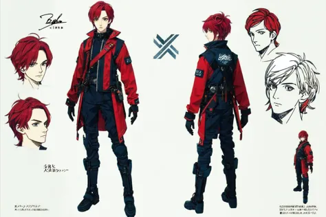 <lora:balljointdoll_v10:1> 1boy, male focus, solo, goggles, red hair, short hair, bodysuit, full body, standing, concept art