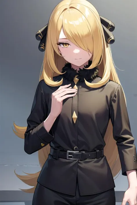 pokemoncynthia, pokemoncynthia, blonde hair, hair ornament, (hair over one eye:1.5), long hair, (yellow eyes:1.5), smile,
BREAK black coat, black pants, black shirt, coat, fur collar, fur trim, fur-trimmed sleeves, pants, shirt,
BREAK looking at viewer, upper body, full body, (cowboy shot:1.5),
BREAK outdoors, nature, sky,
BREAK (masterpiece:1.2), best quality, high resolution, unity 8k wallpaper, (illustration:0.8), (beautiful detailed eyes:1.6), extremely detailed face, perfect lighting, extremely detailed CG, (perfect hands, perfect anatomy),