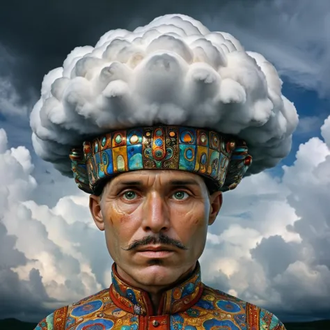 cloud head, cinematic photography by Steve McCurry, amazing depth, beautiful art, maximalism, rich colors, fantasy concept art, ...