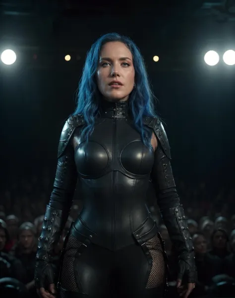 concept art cinematic film still breathtaking  (realistic, photorealistic),  a 30 years old woman  singing heavy metal at stage, wearing bdsm suit, (high quality skin:1), (high detailed face skin:1.1), (realistic iris:1.1), (realistic pupils:1.1),  (skin pores, skin imperfections),
alissawhitegluz_woman, . award-winning, professional, highly detailed . shallow depth of field, vignette, highly detailed, high budget Hollywood movie, bokeh, cinemascope, moody, epic, gorgeous, film grain, grainy . digital artwork, illustrative, painterly, matte painting, highly detailed