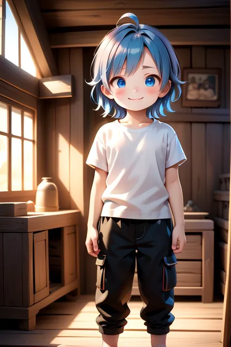 <lora:cutifiedanimecharacterdesign_variant_type_A_SDXL_v10:0.7>
one girl standing alone in a wooden village,  eyes are blue,  hair is short, wearing a white t-shirt and black box pants,
full body, looking at viewer, smile,
The soft lighting and detailed surroundings create an immersive environment where imagination runs wild,
hyper-detailed, high quality visuals, dim Lighting, ultra-realistic, sharply focused, octane render, 8k UHD