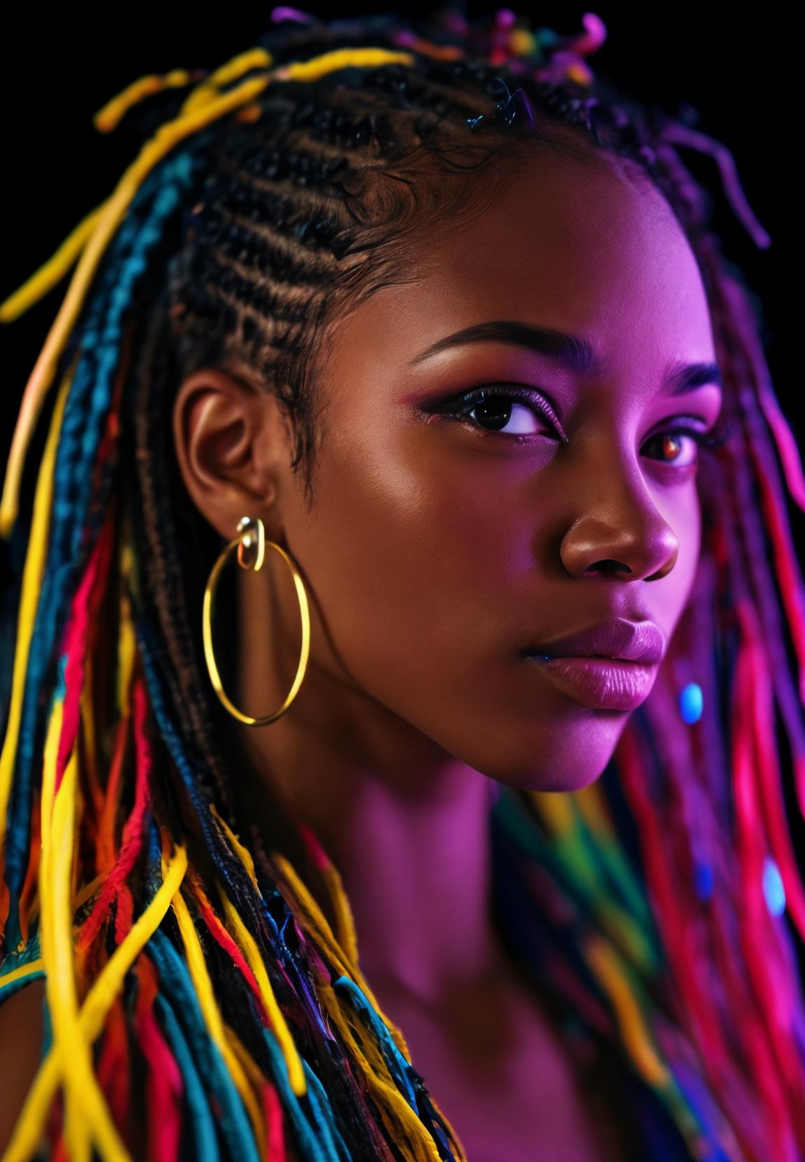 A woman with dreadlocks and bright colored hair - SeaArt AI